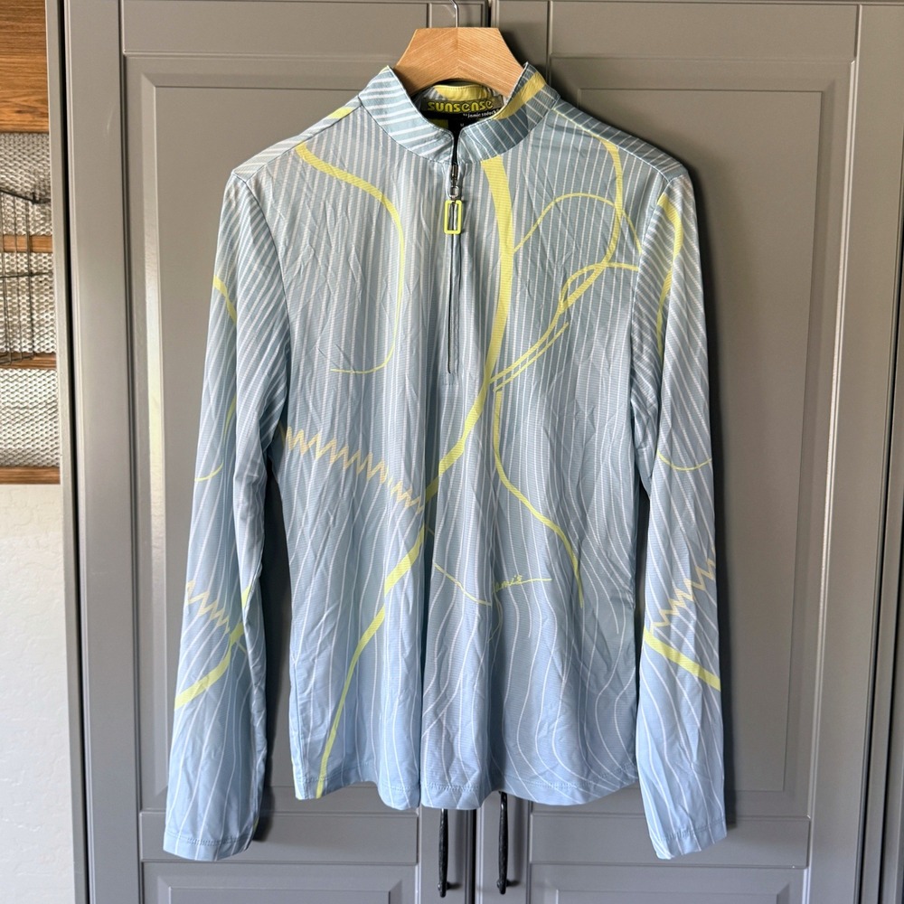 Jamie Sadock Sunsense Strings Long Sleeve 1/4 Zip Pull Over Golf Shirt, Blue, M